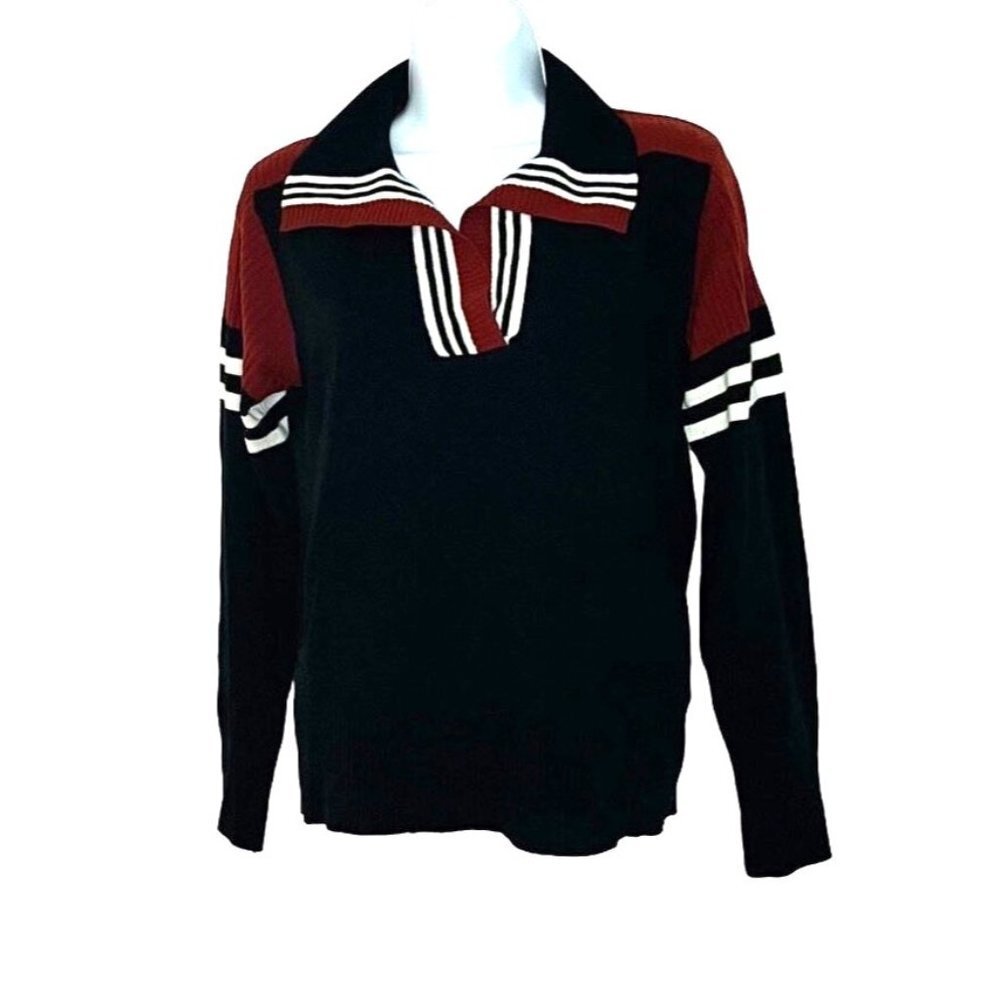 Vintage Kimlon Black Brown White Collared Pullover Sweater